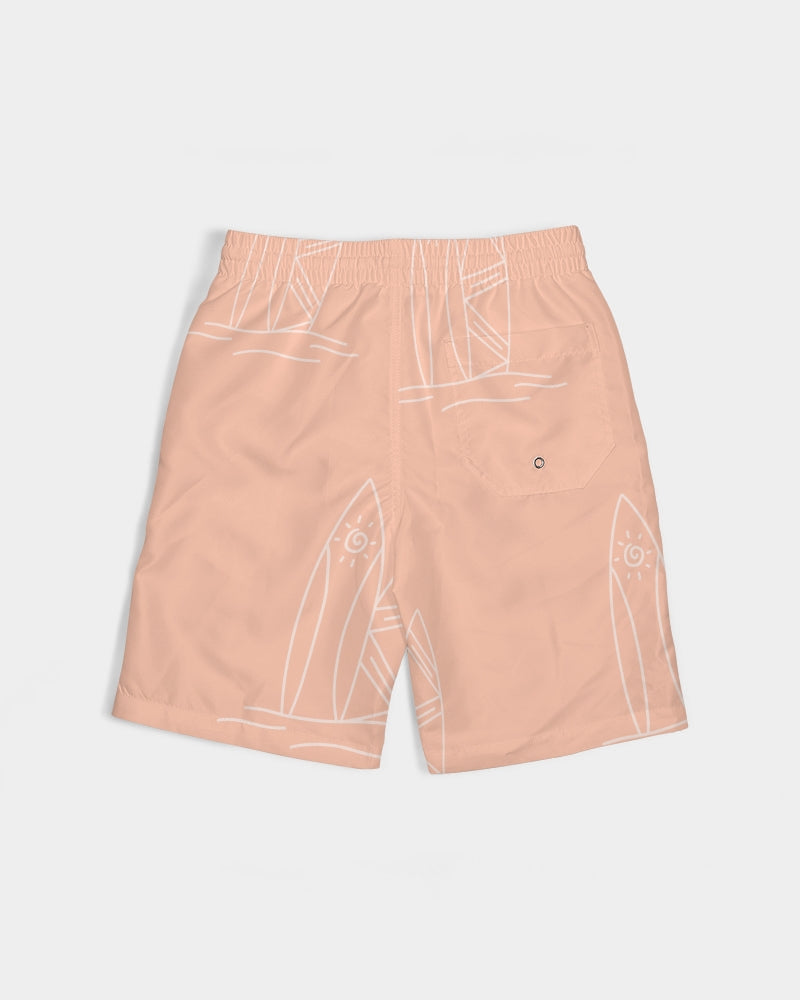 Boys Bubblegum Surf Seaside Swim Trunks (UPF 50+, Sizes XS-2XL)