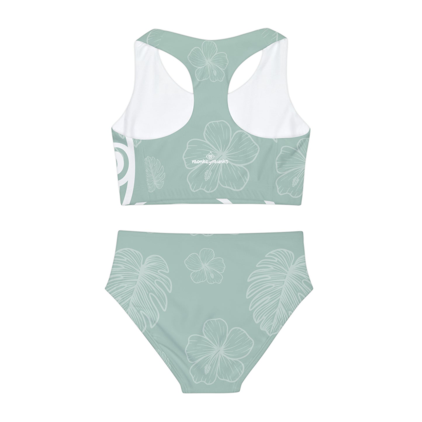 Girls Sage Monstera Two Piece Swimsuit