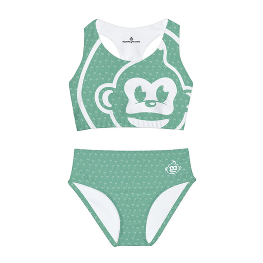 Girls Cucumber Seaside Palm Two Piece Swimsuit