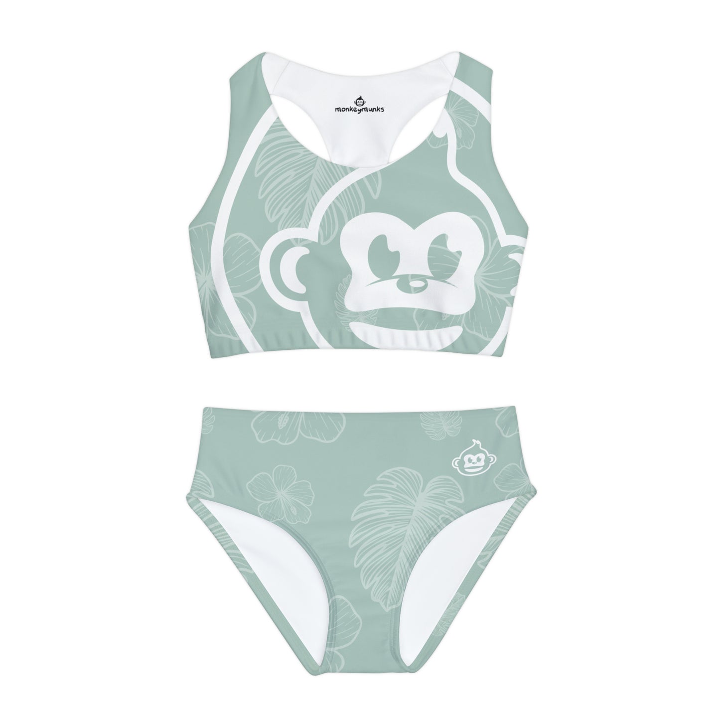 Girls Sage Monstera Two Piece Swimsuit