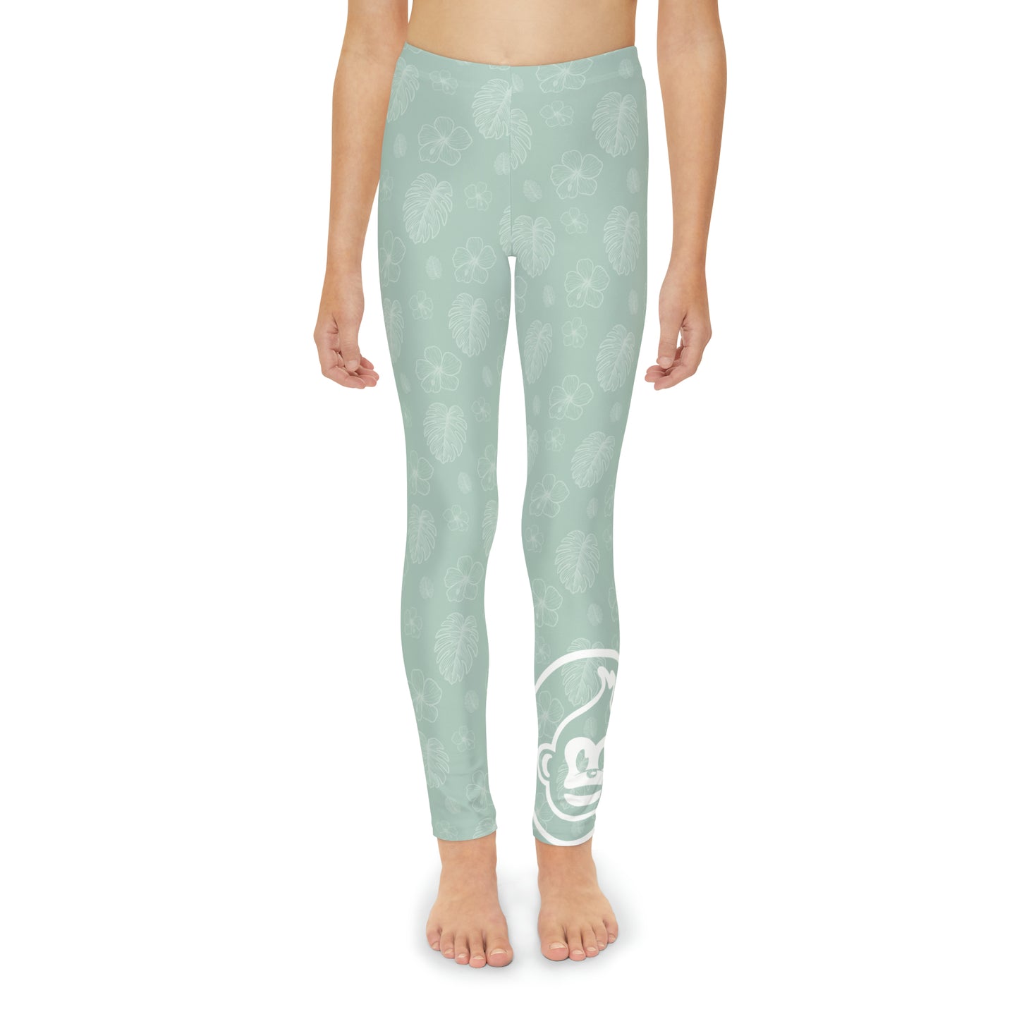 Kids Sage Monstera Full-Length Leggings