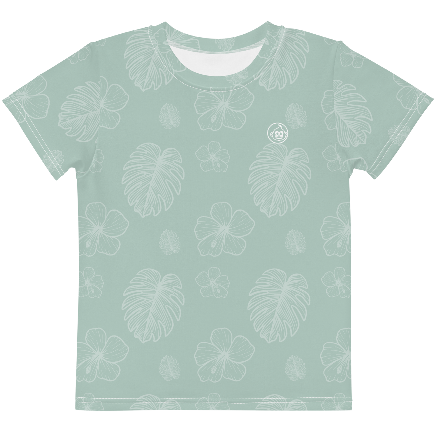 Kids Sage Monstera Crew Neck Tee T-Shirt (Sizes 2T-7)