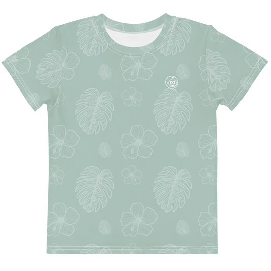 Kids Sage Monstera Crew Neck Tee T-Shirt (Sizes 2T-7)