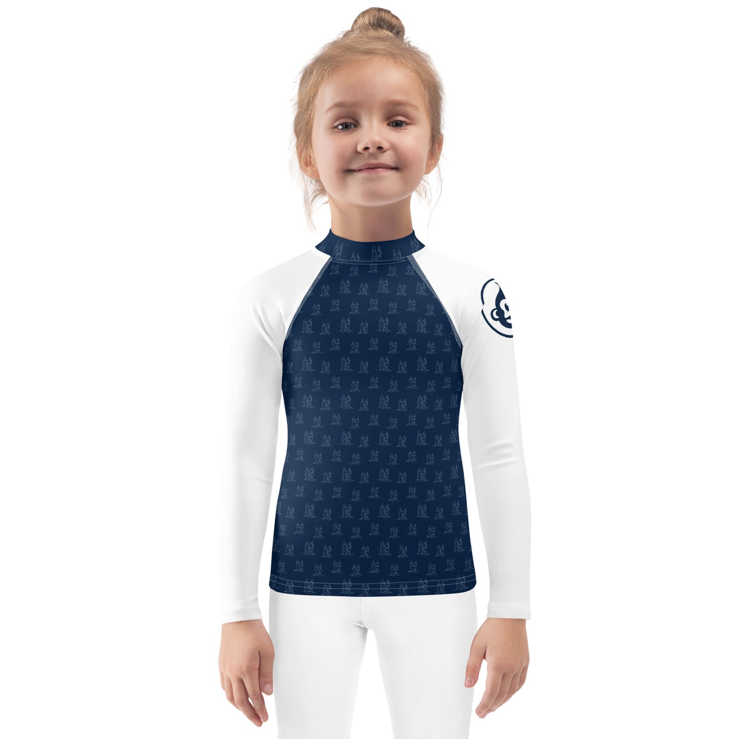 Kids Navy Surf Long Sleeve Rashguard (UPF 50+, Sizes 2T-7)