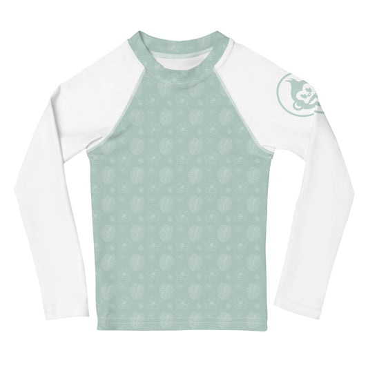 Kids Sage Monstera Long Sleeve Rashguard (UPF 50+, Sizes 2T-7)