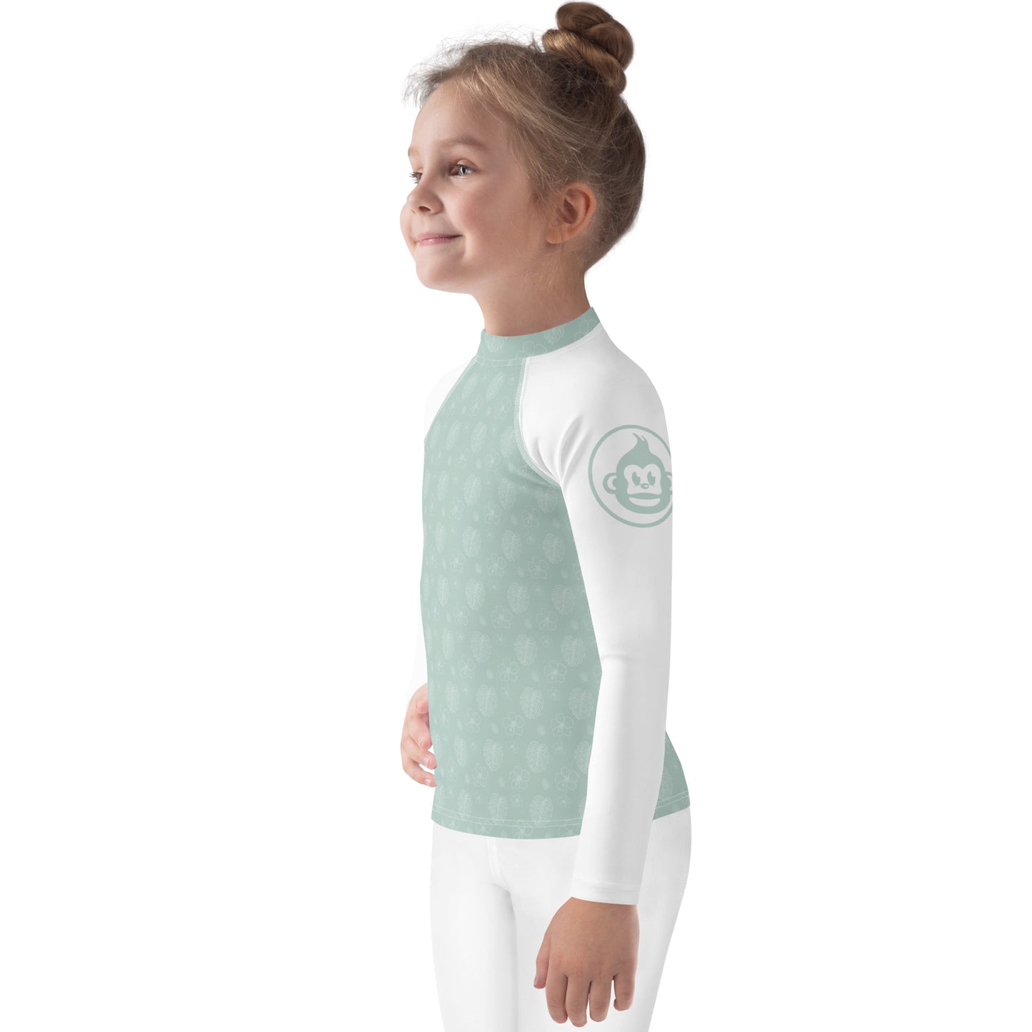 Kids Sage Monstera Long Sleeve Rashguard (UPF 50+, Sizes 2T-7)