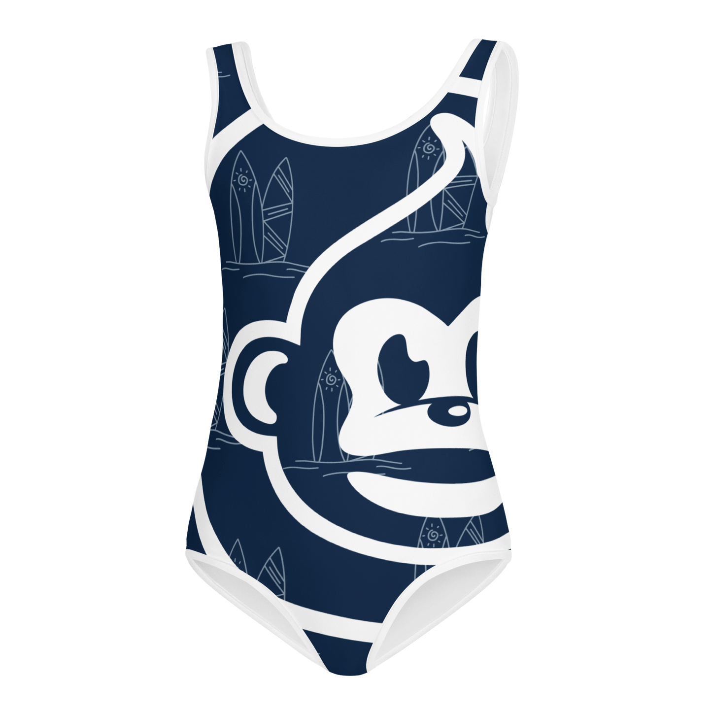 Girls Navy Surf One-Piece Swimsuit (UPF 40, Sizes 2T-7)