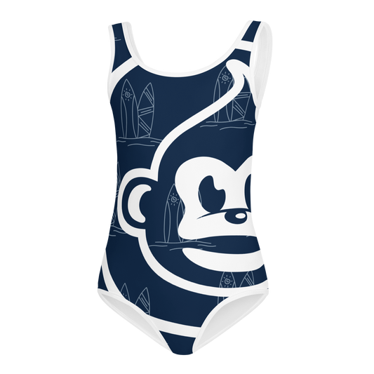 Girls Navy Surf One-Piece Swimsuit (UPF 40, Sizes 2T-7)