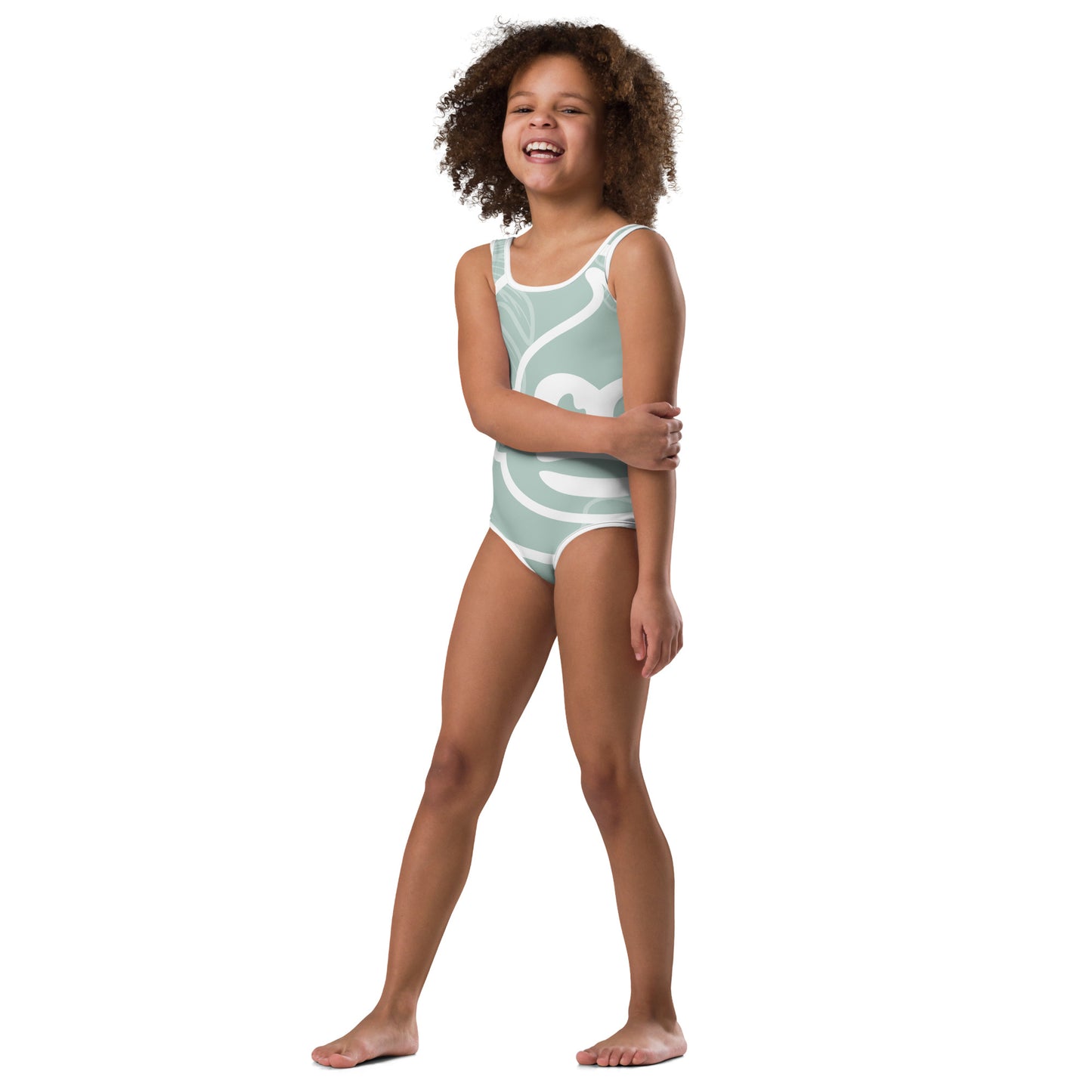 Girls Sage Monstera One-Piece Swimsuit (UPF 40, Sizes 2T-7)