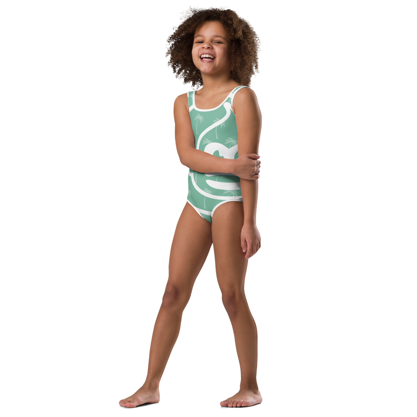 Girls Cucumber Palm One-Piece Swimsuit (UPF 40, Sizes 2T-7)