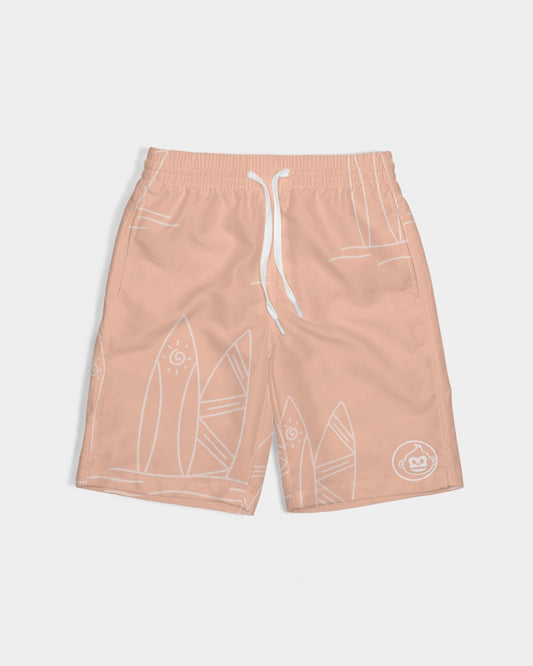 Boys Bubblegum Surf  Seaside Swim Trunks (UPF 50+, Sizes XS-2XL)