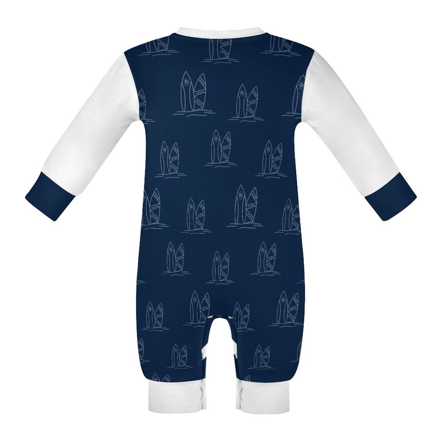 Navy Surf Long Sleeve Baby Romper