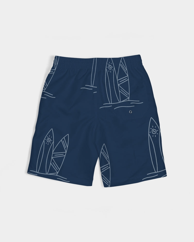 Boys Navy Surf Seaside Swim Trunks (UPF 50+, Sizes XS-2XL)