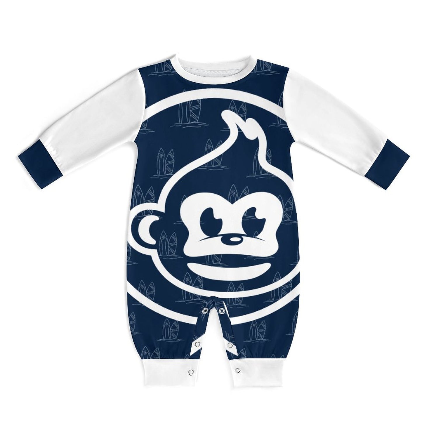 Navy Surf Long Sleeve Baby Romper