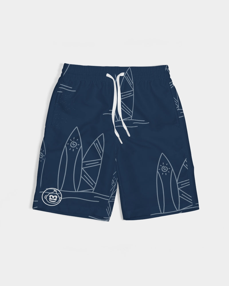 Boys Navy Surf Seaside Swim Trunks (UPF 50+, Sizes XS-2XL)