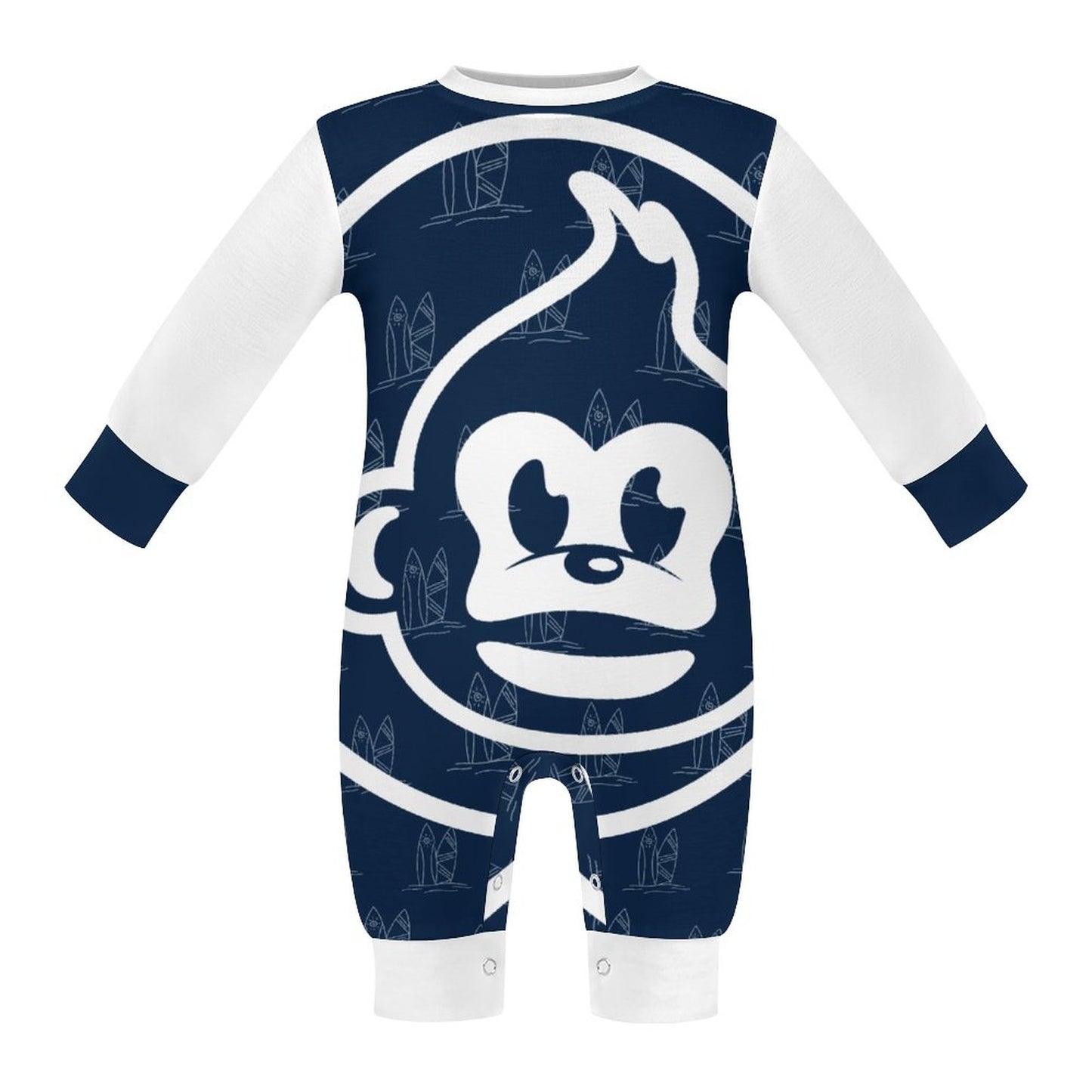 Navy Surf Long Sleeve Baby Romper